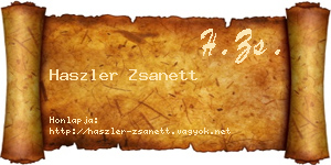 Haszler Zsanett névjegykártya